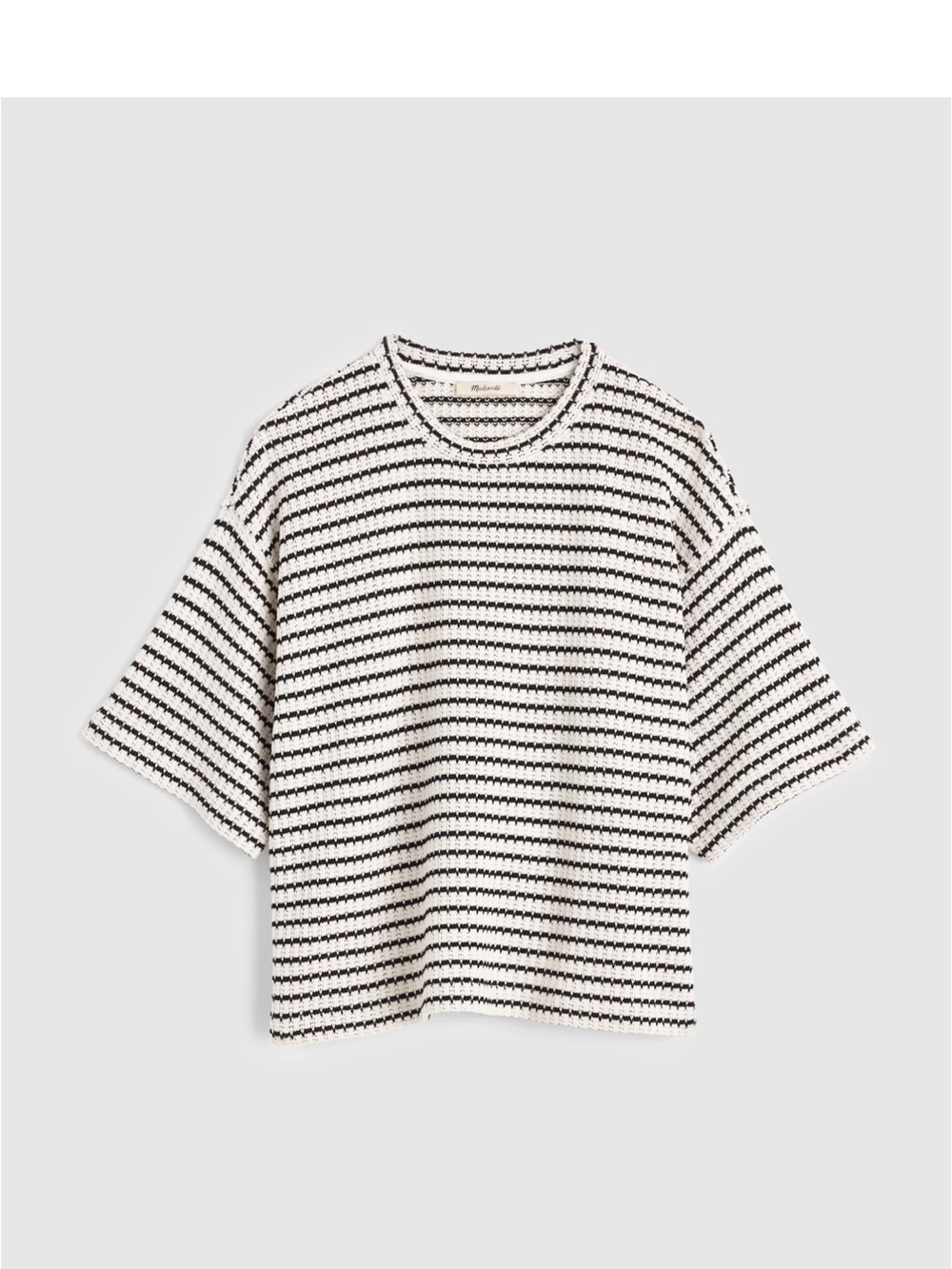 Madewell Black & White Striped Knit Boxy Crop Tee T-Shirt OA345 Small
